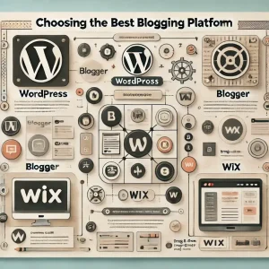 Comparison of the best blogging platforms: WordPress, Blogger, and Wix, highlighting their features and benefits.