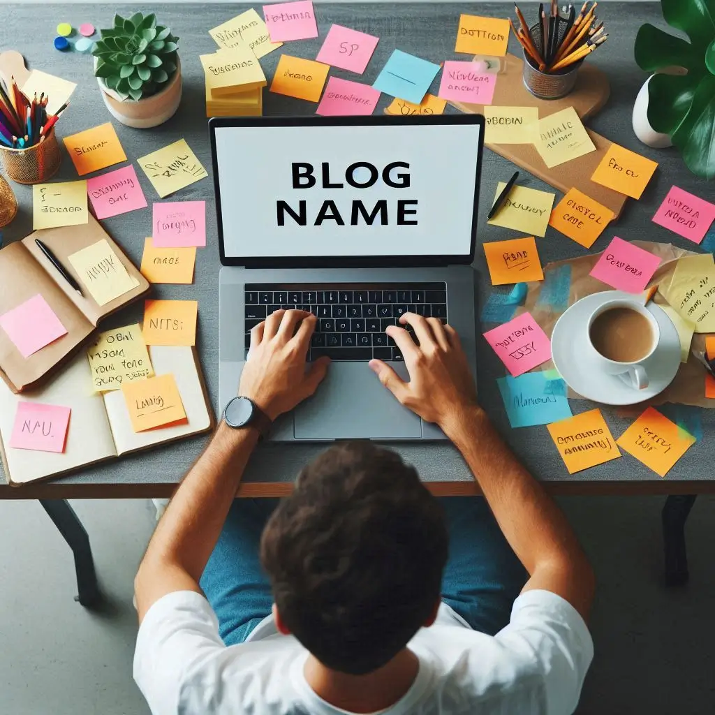 Graphic illustrating how to choose a blog name